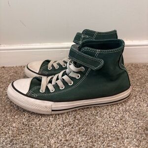 Kids Converse Chuck Taylor All Star High Top Green Velcro Strap Sneakers Size 2